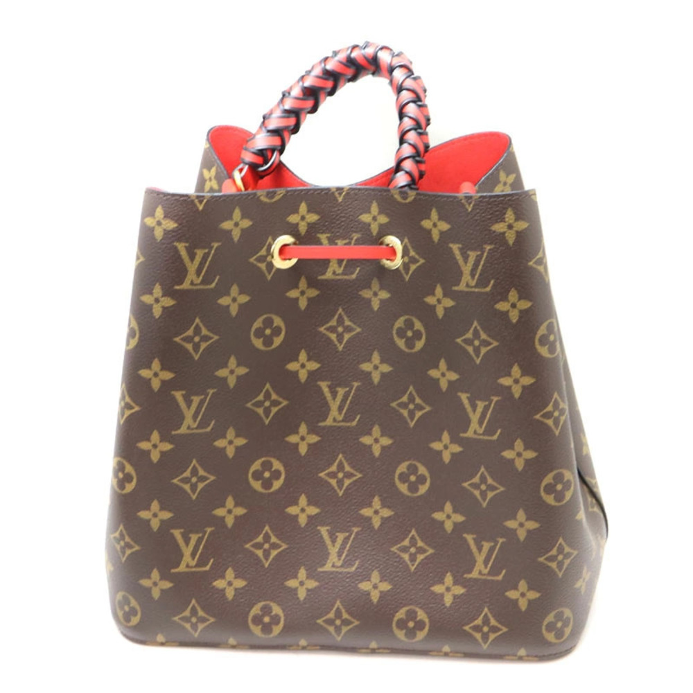 Louis Vuitton Red Canvas Monogram Brown Bag Coquelicot NeoNoe LV